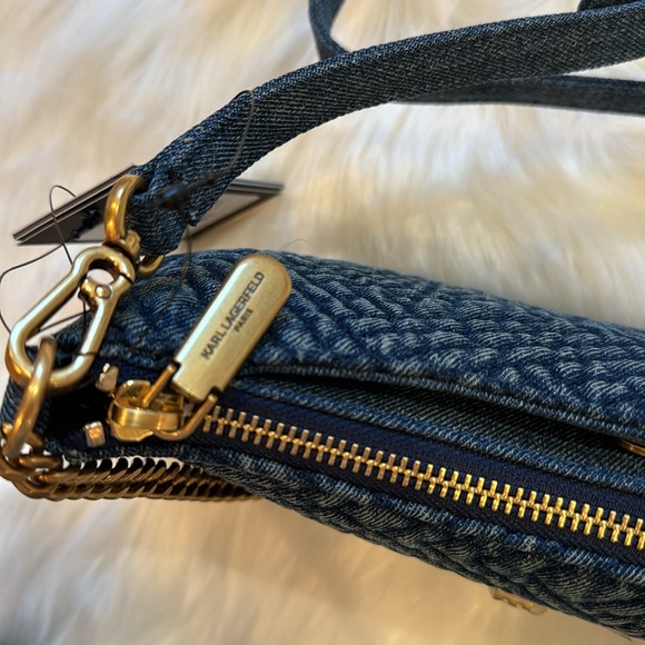 NWT Karl Lagerfeld Denim Shoulder Crossbody Bag - Picture 7 of 12